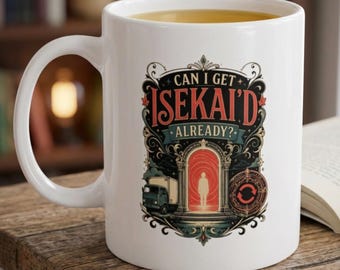 Anime Office Worker Mug, Isekai Fan Coffee Cup, Fantasy Gift for Manga Lovers, Career Plan Humor
