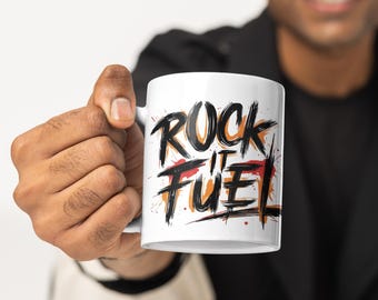 Overachiever Rock N Roll Music Mug, Motivational Office Desk Cup, Employee Performance Gift
