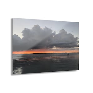 Elegant Miami Ocean Sunset | Acrylic Wall Art Print | Brickell Waterfront Stormy Sky | Coastal Modern Wall Decor | Laugh It Off
