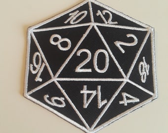 D20 Embroidered cloth Patch D & D Dice Dungeon Master