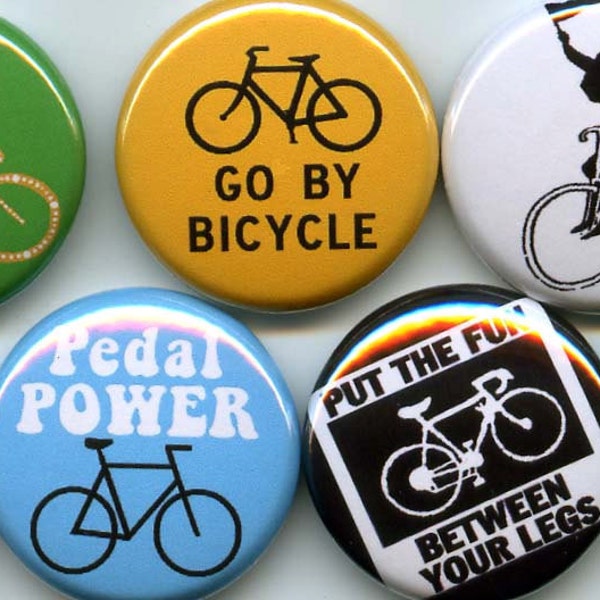 BICYCLING 7 pins/buttons cyclist/messenger/bag/bike/bmx