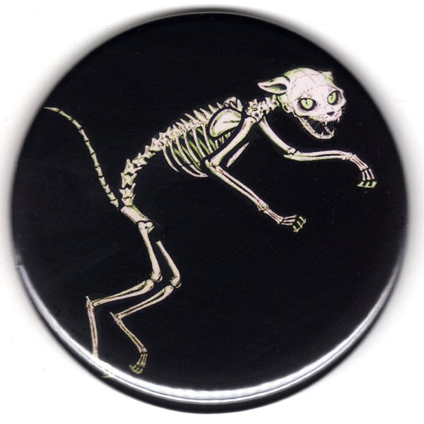 Black Cat Skeleton Magnet 2.25 big Gothic Zombie Kitty