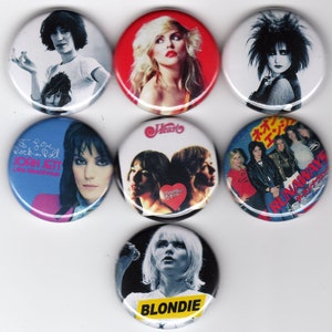 The Women of Rock 7 one inch pinback/badges/buttons  80s rock and roll riot grrl