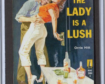 Pulp Paperback Magnet 3 x 4 inch campy cover art mature The LADY IS A LUSH