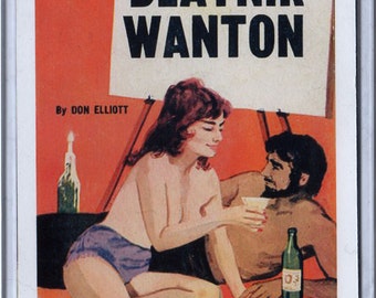 Pulp Paperback Magnet 3 x 4 inch campy cover art mature Beatnik Wanton