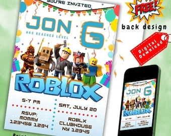 Blocks-inbjudan till födelsedag, blox-inbjudningar, blox-pojke, barnfödelsedagsinbjudan, redigerbar mall Canva, spelinbjudan, direktnedladdning