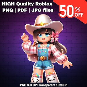 Roblox Png, Digital instant download, High resolution images, Digital download, halloween cowgirl coquette bow png, kids png, cowgirl png