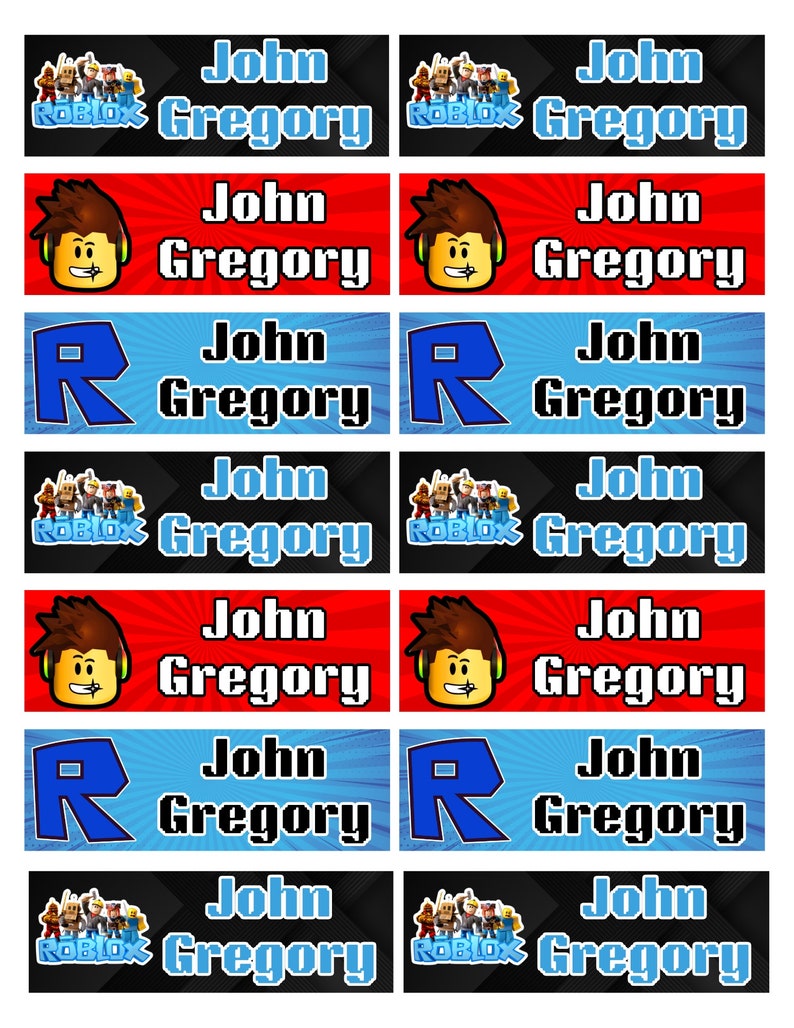 Personalized Printable School Labels, School Labels, Roblox Labels ...