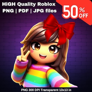 Digital instant download, High resolution images, kids png, ready to print, instant digital download, Roblox Png, coquette bow