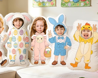 Almohada personalizada con personaje de Pascua, cojín infantil personalizado con cara