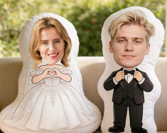 Almohada de boda personalizada, cojín personalizado para novios, peluche con foto de caricatura, recuerdo de boda, almohada para pareja, regalo de despedida de soltera.