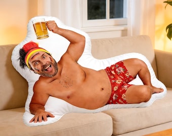 Almohada de broma personalizada, cojín personalizado para la cueva del hombre, regalo de broma divertido