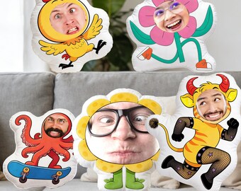 Almohada de dibujos animados con cara personalizada, divertido y novedoso regalo de peluche