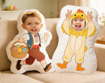 Almohada personalizada con personaje de Pascua, cojín infantil personalizado con cara, regalo de Pascua para mi hija