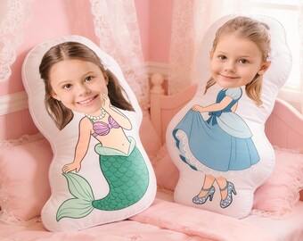 Almohada personalizada con cara de princesa, regalo personalizado para niña