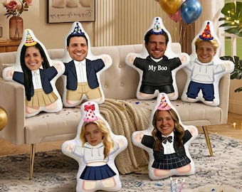 Almohada facial personalizada Mini Me Doll Regalo divertido de cumpleaños para novio o esposo Almohada con foto de graduación Personaje de peluche con forma 3D