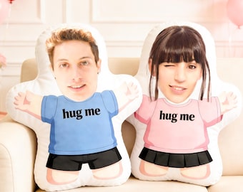 Cojín de muñeca de dibujos animados personalizado, almohada facial personalizada, peluche de muñeca de boda, almohada de cabeza con foto, regalo de boda, regalos para relaciones a distancia