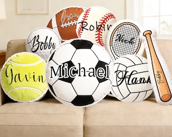 Cojín de pelota con nombre personalizado para nieto, almohada de fútbol, baloncesto, béisbol, pelota deportiva, almohada para aficionados al rugby, regalo de cumpleaños para niños de la abuela.