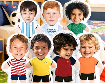 Almohada personalizada con nombre de jugador, cojín facial personalizado, regalo del Día del Padre, regalo del equipo de fútbol