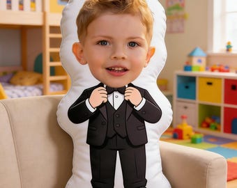 Cara personalizada con atuendo formal, almohada con foto en estilo traje clásico, recuerdo de graduación personalizado, almohada de regalo de graduación