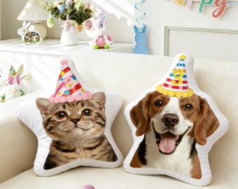 Almohada personalizada para mascotas a partir de una foto, almohada facial personalizada, divertida almohada con forma de gato en 3D, regalo personalizado para perros, almohada con retrato de mascota, regalo único de peluche para mascotas