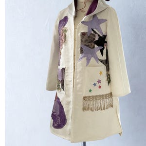 Upcycled Art Coat Purple / Wearable Art Jacket / Textile Art Coat / Boho Statement Coat / Handmade Patchwork Coat Unisex