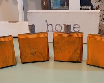 Wooden Pumpkins, Autumn Farmhouse, Primitive Pumpkins, Handmade Wood Thanksgiving Decor, Halloween Tiered Tray, Fall Mantle Decor,