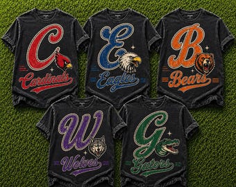 Anpassad 50-tals vintage skolmaskot PNG | Personlig lagmaskotskjortadesign | Anpassad fotbollsmaskot | Sublimering PNG | Digital nedladdning