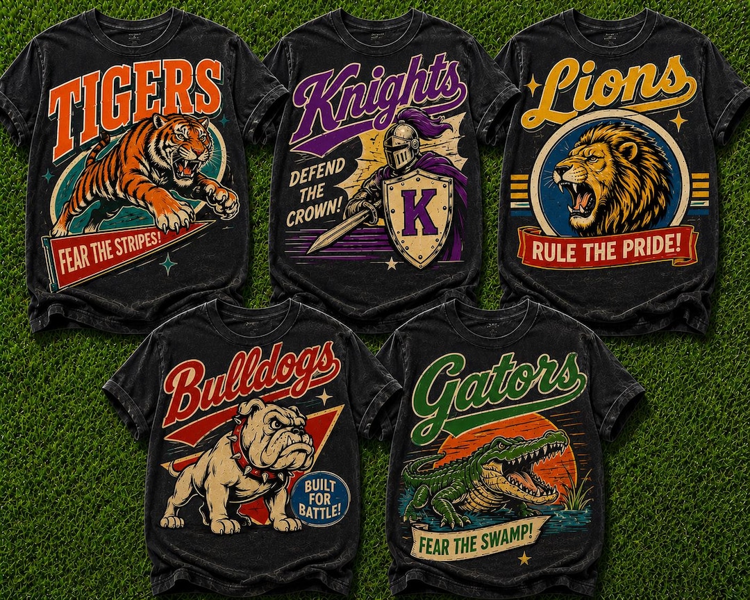 Custom 50’s Vintage School Mascot PNG | Personalized Team Mascot Shirt Design | Custom Foo