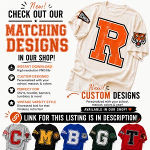 Custom 50’s Vintage School Mascot PNG | Personalized Team Mascot Shirt Design | Custom Football Mascot | Sublimation PNG | Digital Download image 7