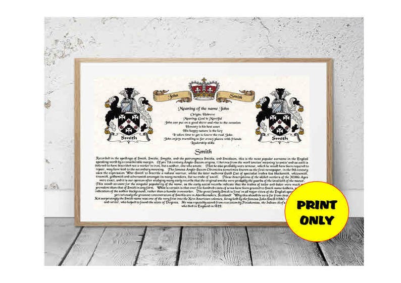 Coat of Arms Surname Origin Meaning History with First Name Etsy