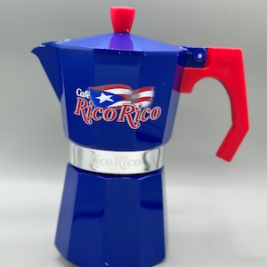Puerto Rican Greka Coffee Maker | Café Rico Rico Flag Design | Moka Pot for Strong Coffee | Boricua Espresso Stove Top Gift