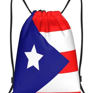 Puerto Rican Flag Drawstring Bag | Boricua Gym Sack Backpack | Puerto Rico Pride Gift | Lightweight Festival & Travel Bag