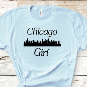 Chicago Girl SVG PNG dxf arquivo cortado com horizonte | Design de camiseta digital | Arquivo de corte ou arquivo de impressão de letras do horizonte dos EUA