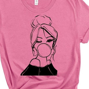 Bubble Gum Girl SVG, Bubble Gum Svg, Stylish Bubblegum Lady Svg, Bubble Gum Woman Svg, File for Cricut, Mom Shirt Design, Bubbly Girl Svg
