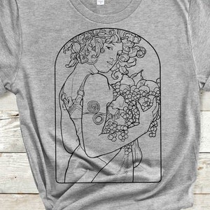 Mucha Fruit SVG, Mucha Line Drawing PNG, Mucha Spring Cut File, Art Nouveau Line Art For Cricut or Cameo, Mucha SVG Laser Engraver File