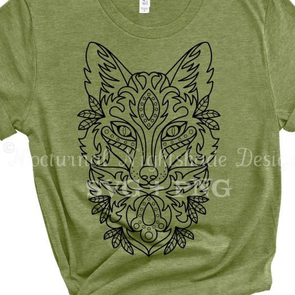 Fox SVG, Fox Mandala SVG, Zentangle Fox SVG, Floral Fox Png Printable, Cut File for Shirt, Exotic Animal Svg, Fox Silhouette, Cricut Svg