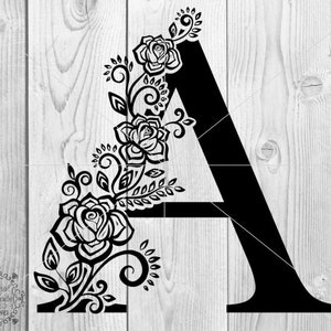 Alfabeto floral Svg, Letra floral A Svg, Monograma Svg, Letra única Svg, Alfabeto floral svg, Archivo de corte alfabético, Letra floral A Archivo Svg