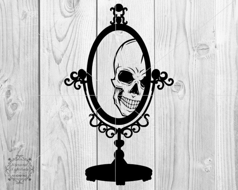 Skull SVG, Skull in Mirror SVG, Skeleton Svg, Female Biker Svg, Gothic Svg, Biker Life Skull PNG, Skull Cut File, Goth Skull Svg Laser Cut image 1