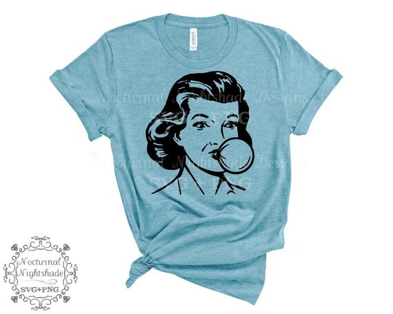 Download Vintage Woman Svg Bubble Gum Girl Svg Retro Bubblegum Lady Etsy