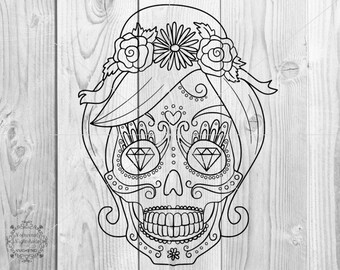 Day of the Dead Lady SVG, Woman Sugar Skull SVG, Dia de los Muertos Cut File, Skull Lady with Roses Flowers PNG Printable, File for Cricut