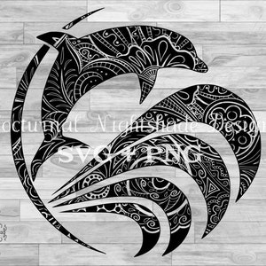 Delfin SVG, Delfin Mandala SVG, Zentangle Delfin SVG, Springende Delfin Wellen PNG Printable, Delfin Laser Cutter Design, Delfin Clipart