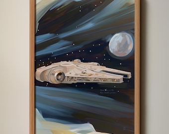 Star Wars Millennium Falcon Art | Iconisch ruimteschip wanddecoratie | Impressionistische scifi-poster