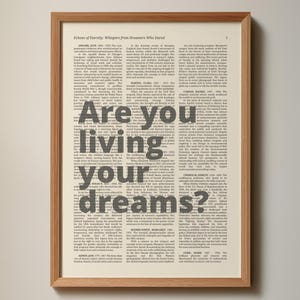Are You Living Your Dreams, Zitat, sofortiger Download, Wand Dekor, Print lokal