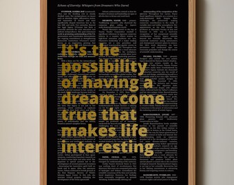 Dreamers Quote Art Print | Goud op zwart papier, krachtig muurdecor