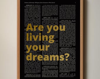 Living Your Dreams-kunstafdruk | Minimalistisch zwart-goud citaat