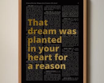 Inspirerende quote kunstafdruk | Dreamer-serie, zwart en goud