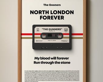 Arsenal FC 1886-poster | Het Emirates Stadion | Het Gunners-cadeau | Voor altijd Noord-Londen | Direct downloaden | Lokaal afdrukken