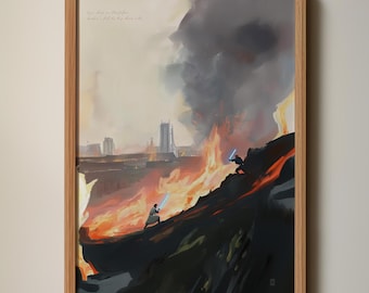 Star Wars-kunst | Duel op Mustafar, Anakin vs Obi-Wan (digitale download)