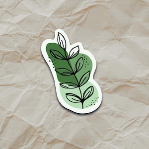 Design de Folha Abstrata – Adesivo Resistente às Intempéries | Botânico Moderno em Tons de Verde